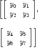 
\label{eq8}\begin{array}{@{}l}
\displaystyle
\left[{\left[ 
\begin{array}{cc}
{y_{0}}&{y_{1}}
\
{y_{2}}&{y_{3}}
