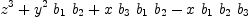 
\label{eq13}{{z}^{3}}+{{{y}^{2}}\ {b_{1}}\ {b_{2}}}+{x \ {b_{3}}\ {b_{1}}\ {b_{2}}}-{x \ {b_{1}}\ {b_{2}}\ {b_{3}}}