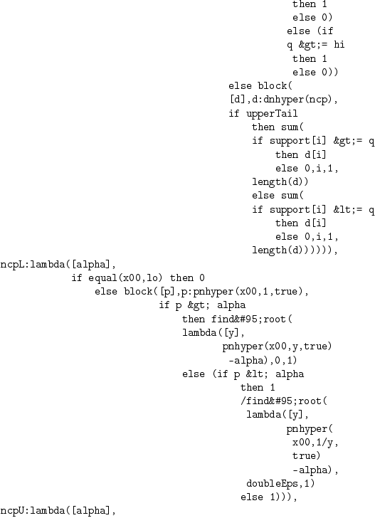 CL-USER> (fisher-test #2a((10 10) (10 20)))
0.2575492428109829d0
(0.5383993816781727d0 7.4363408387439875d0)
1.9716269432603386d0
CL-USER> (fisher-test #2a((10 10) (10 20)))
0.2575492428109829d0
(0.5383993816781727d0 7.4363408387439875d0)
1.9716269432603386d0