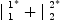 
\label{eq10}{|_{\  1}^{\ {1_{\ }^{<em>}}}}+{|_{\  2}^{\ {2_{\ }^{</em>}}}}