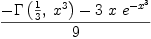
\label{eq13}\frac{-{\Gamma \left({{\frac{1}{3}}, \:{{x}^{3}}}\right)}-{3 \  x \ {{e}^{-{{x}^{3}}}}}}{9}