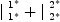 
\label{eq11}{|_{\ {1_{\ }^{<em>}}}^{\ {1_{\ }^{</em>}}}}+{|_{\ {2_{\ }^{<em>}}}^{\ {2_{\ }^{</em>}}}}