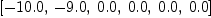 
\label{eq2}\left[ -{10.0}, \: -{9.0}, \:{0.0}, \:{0.0}, \:{0.0}, \:{0.0}\right]