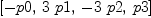
\label{eq9}\left[ - p 0, \:{3 \  p 1}, \: -{3 \  p 2}, \: p 3 \right]