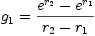 
\label{eq9}{g_{1}}={{{{e}^{r_{2}}}-{{e}^{r_{1}}}}\over{{r_{2}}-{r_{1}}}}