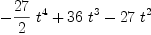 
\label{eq35}-{{{27}\over 2}\ {{t}^{4}}}+{{36}\ {{t}^{3}}}-{{27}\ {{t}^{2}}}