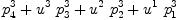 
\label{eq3}{p_{4}^{3}}+{{u^{3}}\ {p_{3}^{3}}}+{{u^{2}}\ {p_{2}^{3}}}+{{u^{1}}\ {p_{1}^{3}}}