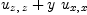 
\label{eq1}{u_{z , \: z}}+{y \ {u_{x , \: x}}}