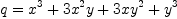 
q=x^{3}+3 x^{2} y+3 x y^{2}+y^{3}
