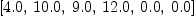 
\label{eq15}\left[{4.0}, \:{10.0}, \:{9.0}, \:{12.0}, \:{0.0}, \:{0.0}\right]