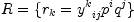R=\{ r_k = {y^k}_{ij} p^i q^j \}