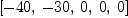 
\label{eq21}\left[ -{40}, \: -{30}, \: 0, \: 0, \: 0 \right]