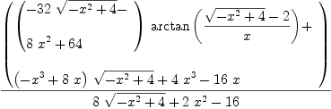 
\label{eq2}{\left(
\begin{array}{@{}l}
\displaystyle
{{\left({
\begin{array}{@{}l}
\displaystyle
-{{32}\ {\sqrt{-{{x}^{2}}+ 4}}}- 
\
\
\displaystyle
{8 \ {{x}^{2}}}+{64}
