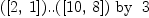 
\label{eq12}{{\left(\left[ 2, \: 1 \right] \right)}..{\left(\left[{10}, \: 8 \right] \right)}}\mbox{\rm  \hbox{ by } }3