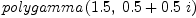
\label{eq3}polygamma \left({{1.5}, \:{{0.5}+{{0.5}\  i}}}\right)
