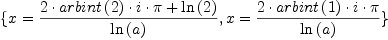 \displaylines{\qdd
\{x=
  \[\frac{2\cdot arbint
          \(2
          