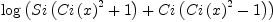 
\label{eq17}\log \left({{Si \left({{{Ci \left({x}\right)}^{2}}+ 1}\right)}+{Ci \left({{{Ci \left({x}\right)}^{2}}- 1}\right)}}\right)