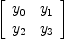 
\label{eq2}\left[ 
\begin{array}{cc}
{y_{0}}&{y_{1}}
\
{y_{2}}&{y_{3}}
