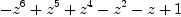 
\label{eq2}-{{z}^{6}}+{{z}^{5}}+{{z}^{4}}-{{z}^{2}}- z + 1