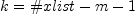 k=\#xlist-m-1