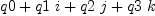 
\label{eq3}q 0 +{q 1 \  i}+{q 2 \  j}+{q 3 \  k}