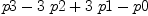 
\label{eq4}p 3 -{3 \  p 2}+{3 \  p 1}- p 0