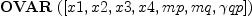 
\label{eq5}\hbox{\axiomType{OVAR}\ } ([ x 1, x 2, x 3, x 4, mp , mq , �� qp ])