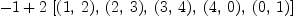 
\label{eq6}- 1 +{2 \ {\left[{\left(1, \: 2 \right)}, \:{\left(2, \: 3 \right)}, \:{\left(3, \: 4 \right)}, \:{\left(4, \: 0 \right)}, \:{\left(0, \: 1 \right)}\right]}}