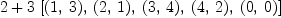 
\label{eq7}2 +{3 \ {\left[{\left(1, \: 3 \right)}, \:{\left(2, \: 1 \right)}, \:{\left(3, \: 4 \right)}, \:{\left(4, \: 2 \right)}, \:{\left(0, \: 0 \right)}\right]}}