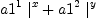 
\label{eq35}{{a 1^{1}}\ {|_{\ }^{x}}}+{{a 1^{2}}\ {|_{\ }^{y}}}