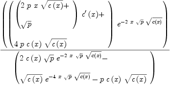 
\label{eq46}{\left({\left({
\begin{array}{@{}l}
\displaystyle
{{\left({
\begin{array}{@{}l}
\displaystyle
{2 \  p \  x \ {\sqrt{c \left({x}\right)}}}+ 
\
\
\displaystyle
{\sqrt{p}}
